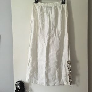 CATY LESCA White Linen Midi Skirt 1 'Dream Catcher' Hem 1 XS